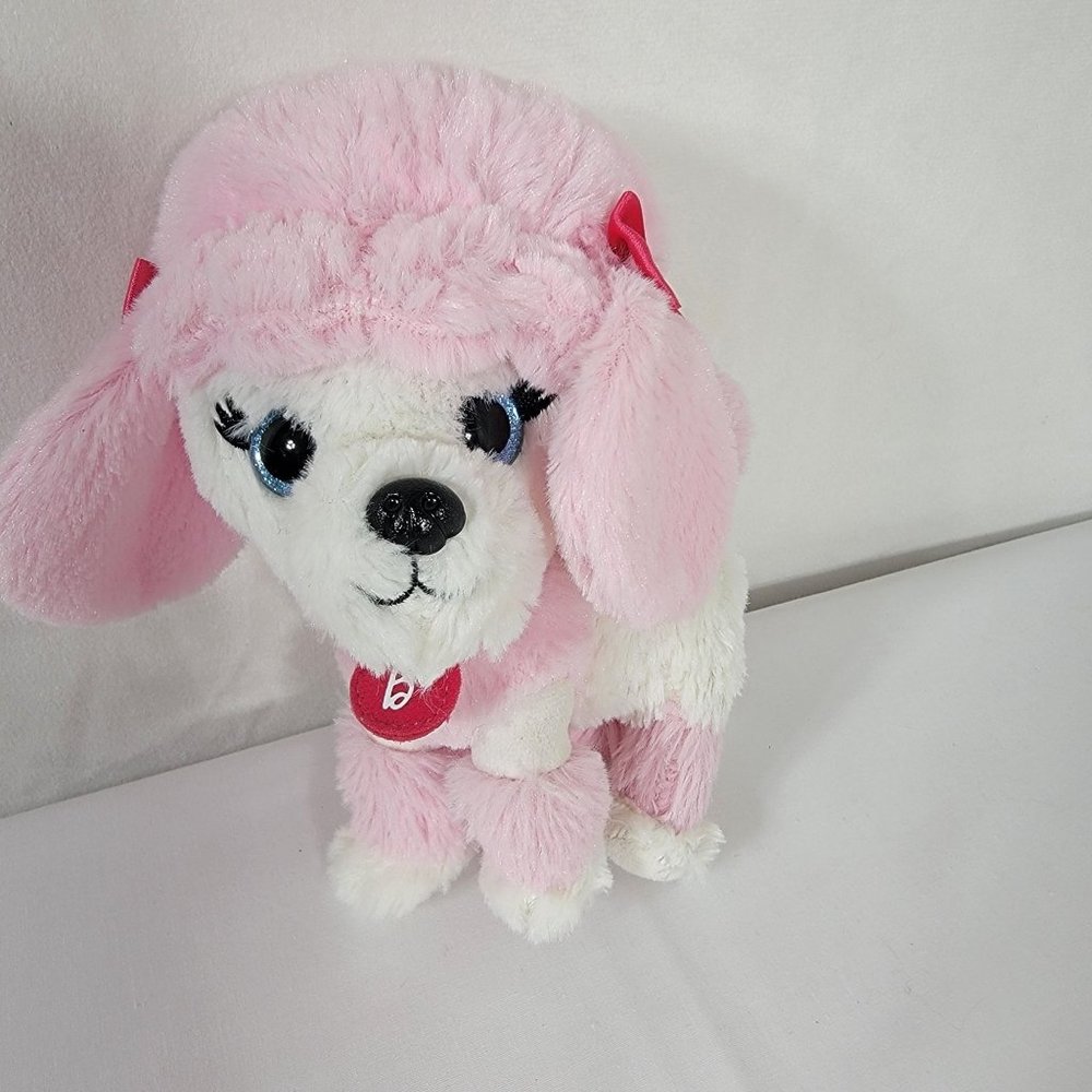 Barbie Pets Beans White & Pink Poodle Just Play 2016 6" Plush Stuffed Mattel